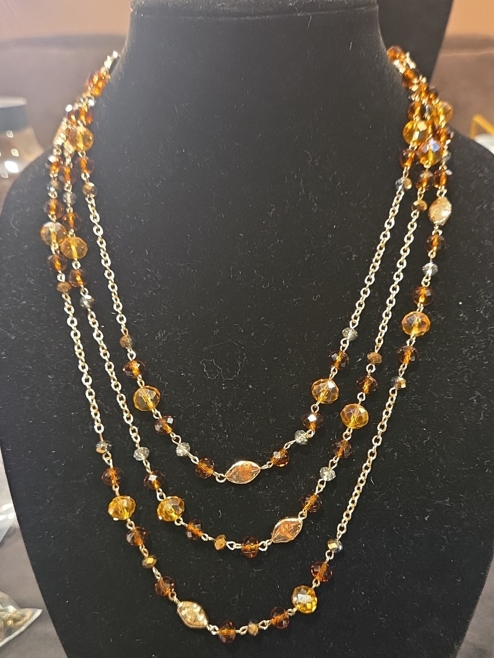 Style & Co. Extra Long Amber and Gold Bead Necklace